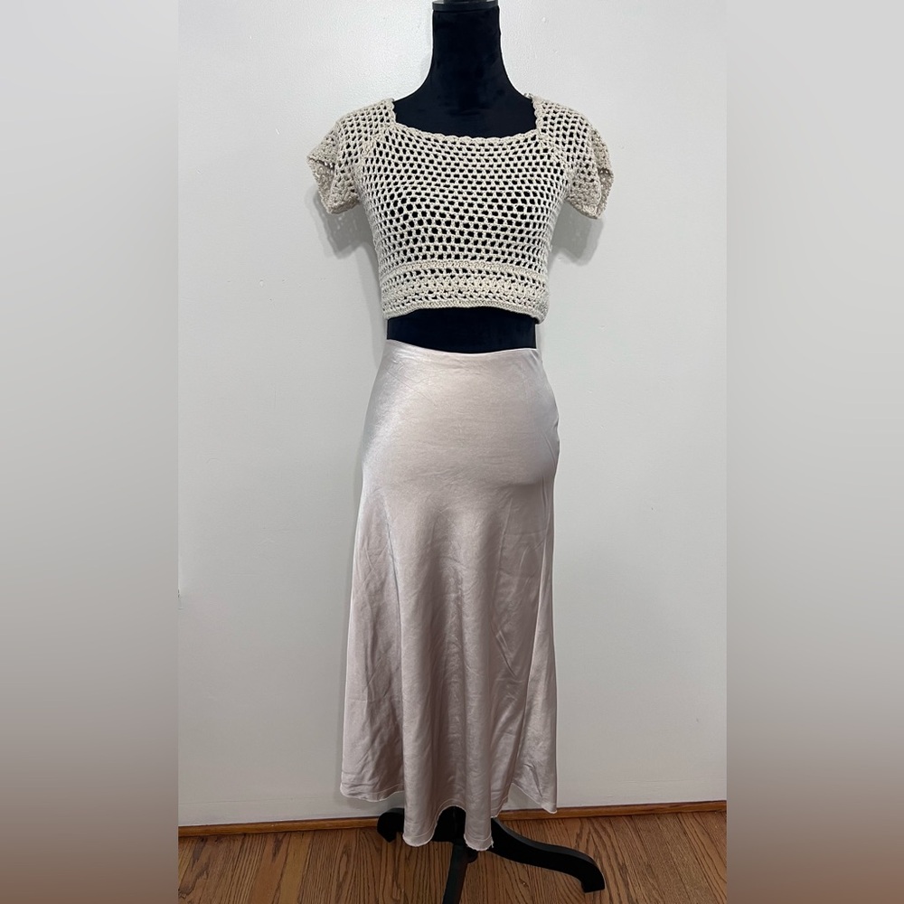 NWOT Silky Nude Midi Skirt - Small